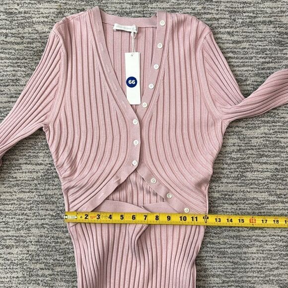 NWT Jonathan Simkhai Kim Womens Ribbed Knit Cut-Out Sweaterdress Dusty Rose XL - Picture 12 of 16